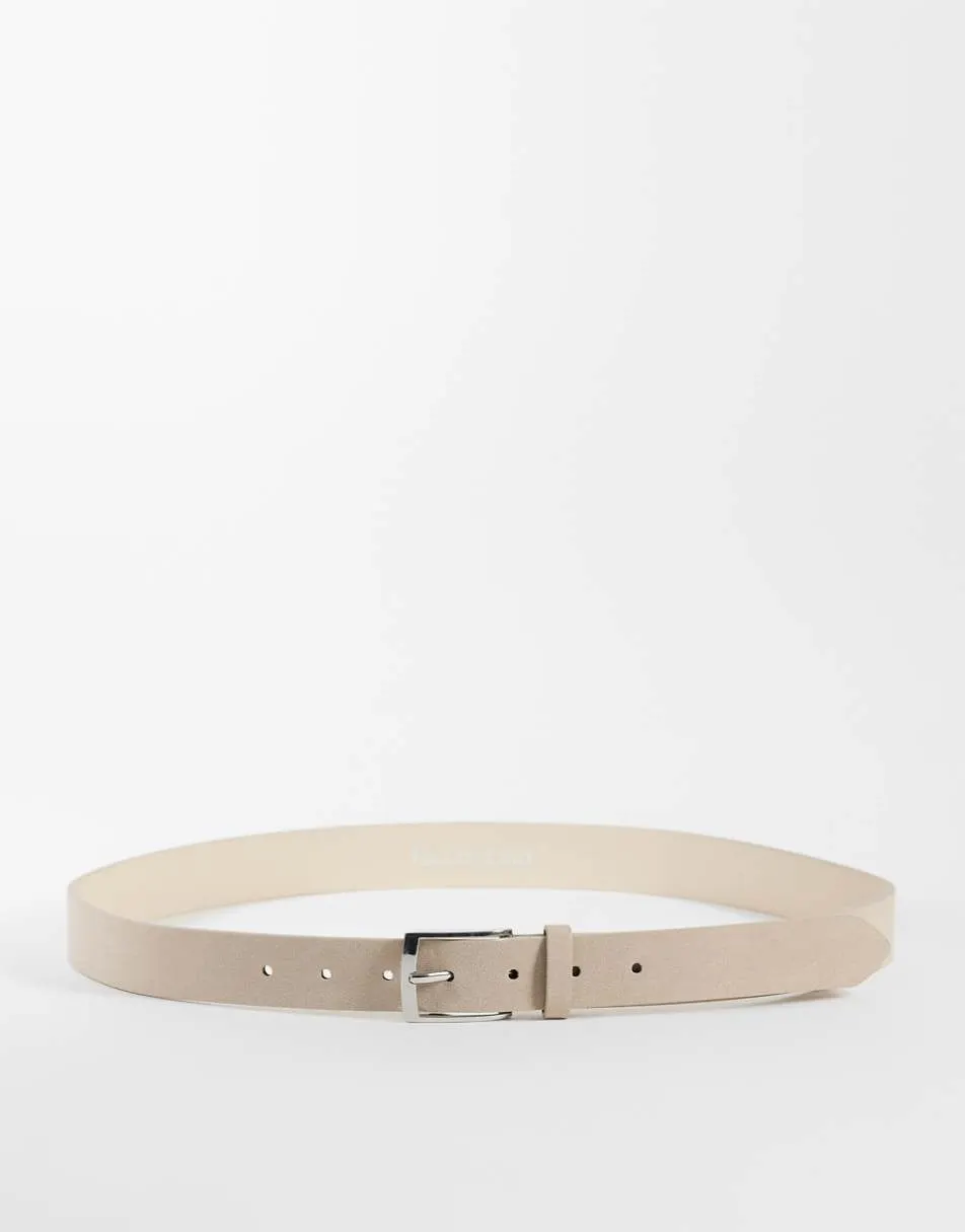 River Island faux suede belt in stone