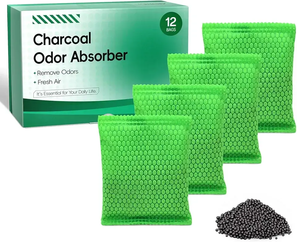 Aoketch Nano Mineral Crystal Activated Charcoal Bags Odor Absorber Activated Air Purifying Bags Natural absorber for shoes car refrigerator (12 packs/55 grams)