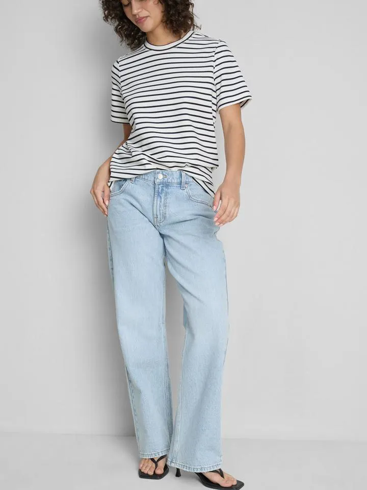 Jean droite taille basse en denim de coton