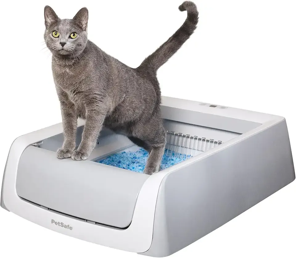 PetSafe ScoopFree Crystal Pro Legacy Self-Cleaning Automatic Litter Box - Uncovered Motion-Sensing Cat Box with Integrated Health Counter - Includes 1 Disposable Crystal Litter Tray