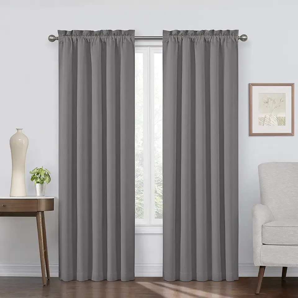 Corinne Modern Blackout Thermal Rod Pocket Window Curtain for Bedroom or Living Room (1 Panel), 42" x 63", Grey