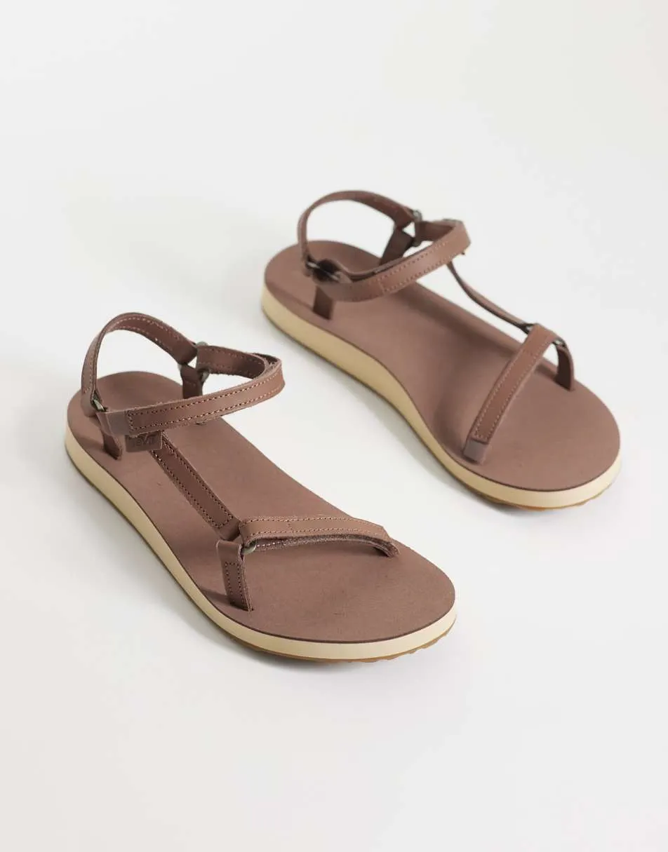 Teva Original Universal Slim Lea sandals in brown neutral
