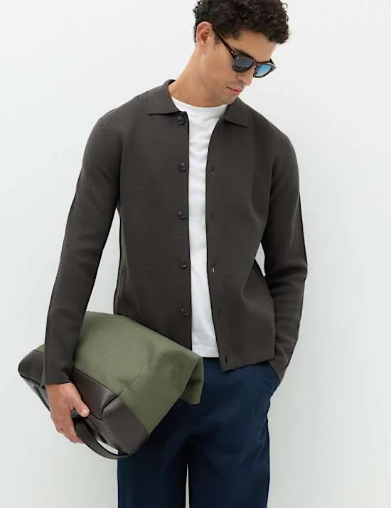 Overshirt aus einem Baumwollmischgewebe in in Milano-Strickverarbeitung
