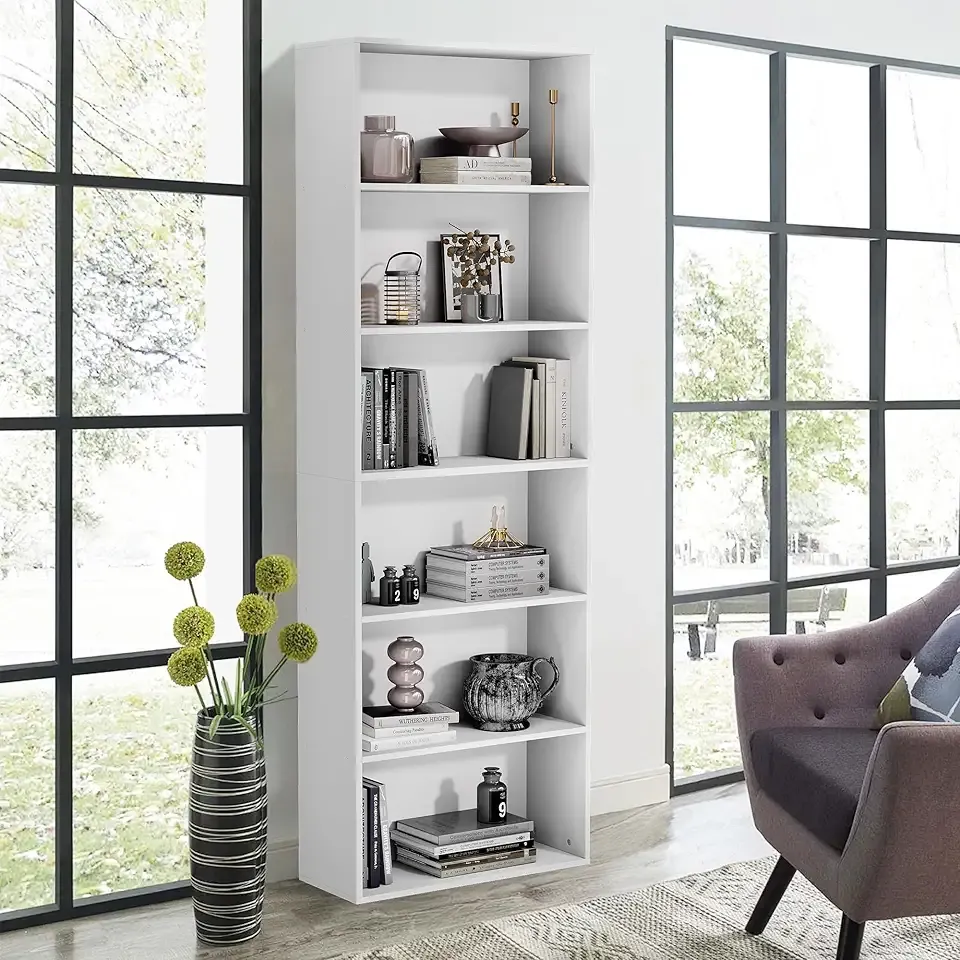 71" Tall 6-Tier Bookshelf, Large Open Display Bookcase with Ample Storage, Floor Standing Book Shelf for Living Room, Home Office, Bed Room, White