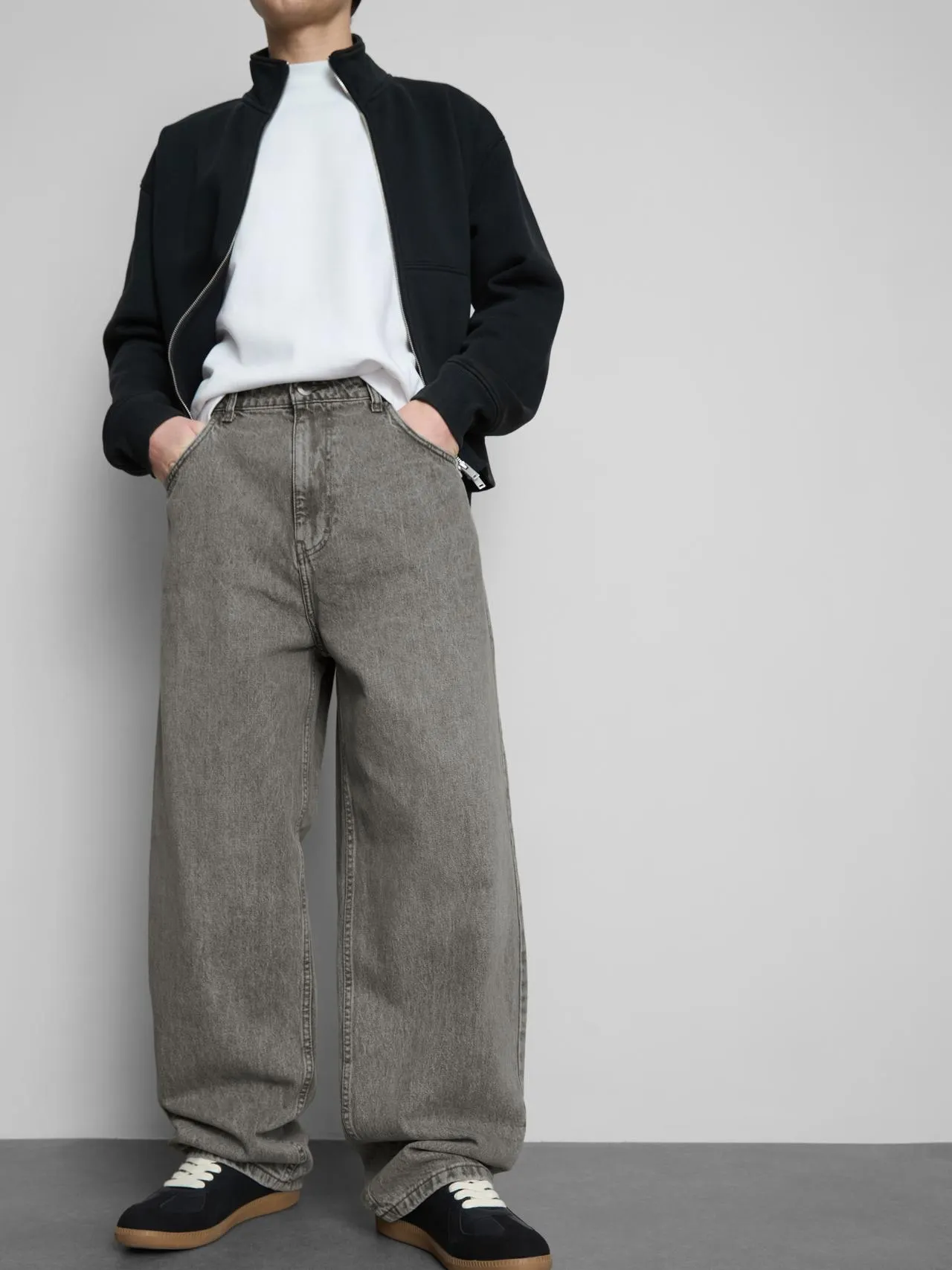 Jean large taille mi-haute