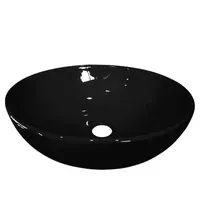 Bacha de apoyo para baño redonda Agus negra 34 cm