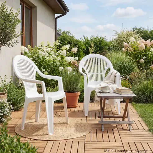 2er-Set Gartenstuhl VEGA - weiß - Kunststoff - stapelbar