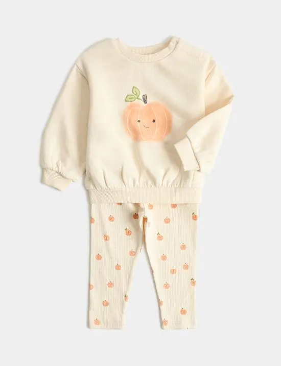 Halloween-Sweatshirt mit hohem Baumwollanteil und Kürbismotiv (0–3 Jahre)