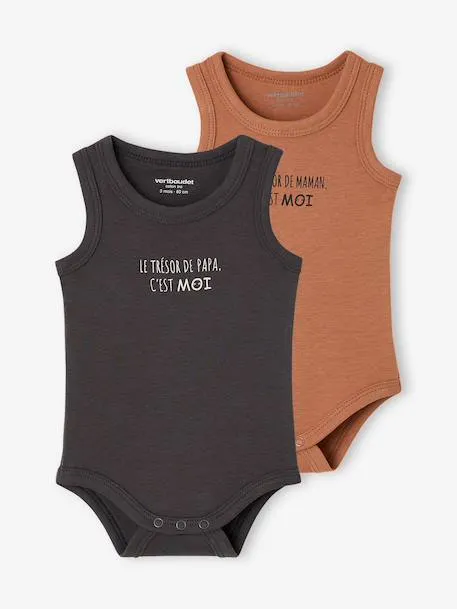 Lot de 2 bodies garçon coton biologique - anthracite