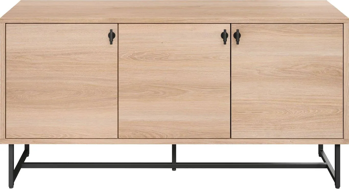 Embla skjenk 151 x 40, H 75 cm, 3-dørs, hvitoljet