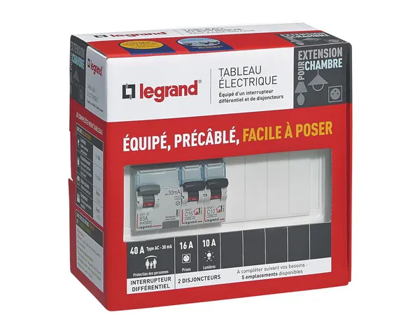 Tableau monté câblé extension chambre - Legrand