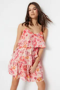 Vestido mini volantes