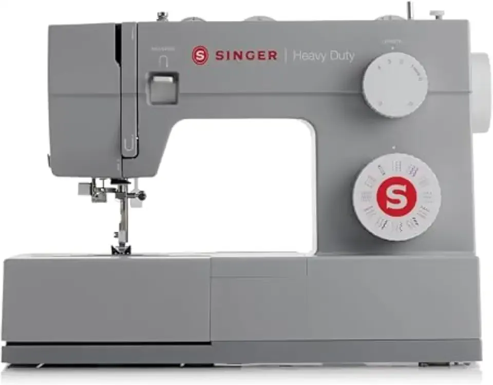 SINGER Heavy Duty 4432 (Grey) High Speed Sewing Machine +Accessory Kit | 32 Built-In Stitches Deliver 110 Stitch Applications | 50% More Power for Thick Fabrics, 1100 Stitches/Min, 1-Step Buttonhole