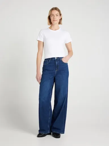 ONLY Palina High Rise Baggy Wide Leg Jean In Dark Denim