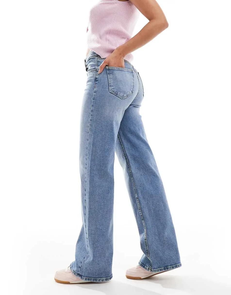 ONLY Juicy high waisted wide leg jeans in light blue denim