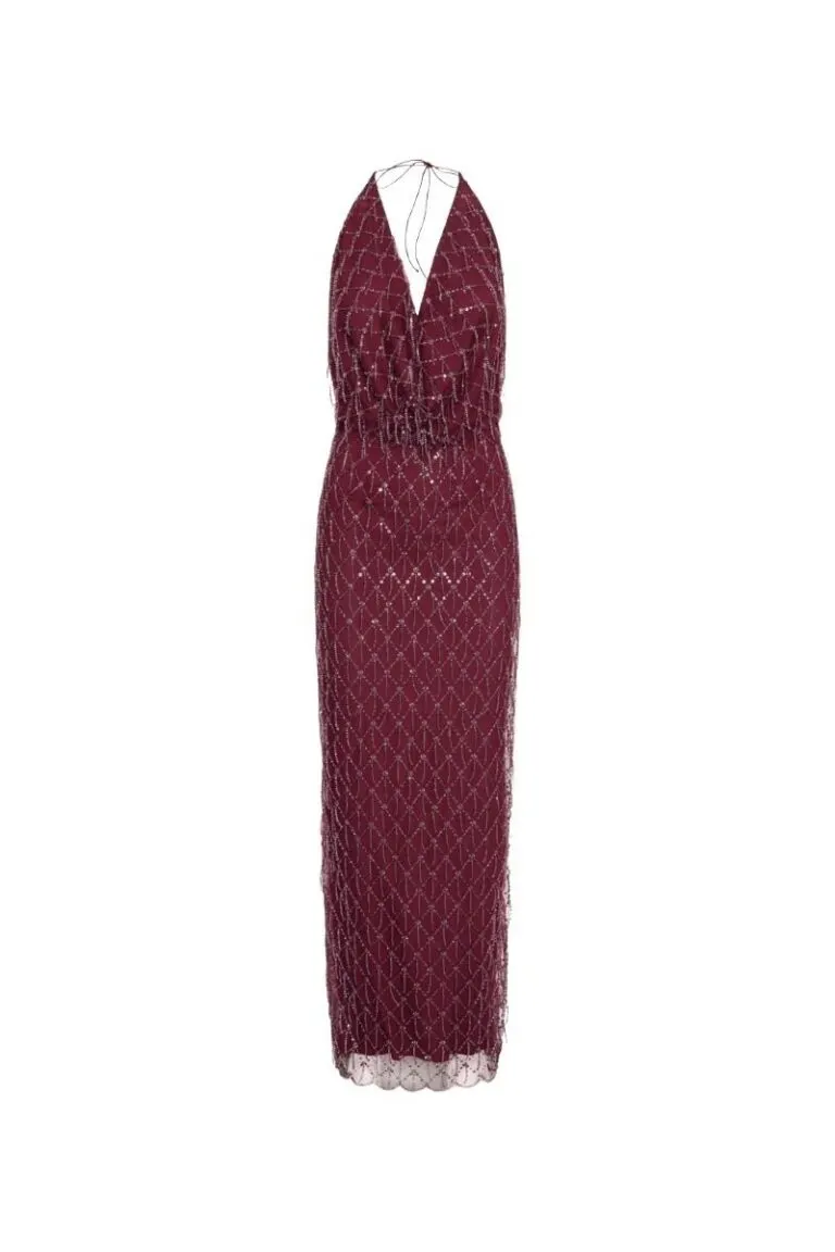 Sequins Halterneck Dress - Rød