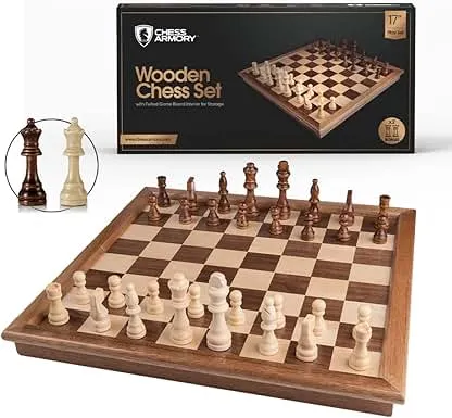 Chess Armory Wooden Chess Set – 17-Inch Large Chess B…