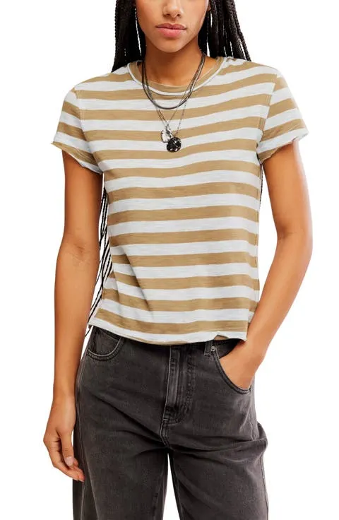 Free People Nora Stripe Linen & Cotton T-Shirt