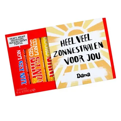 Tony’s Chocolonely | Proeverijtje | Zonnestralen met eigen naam | 288g