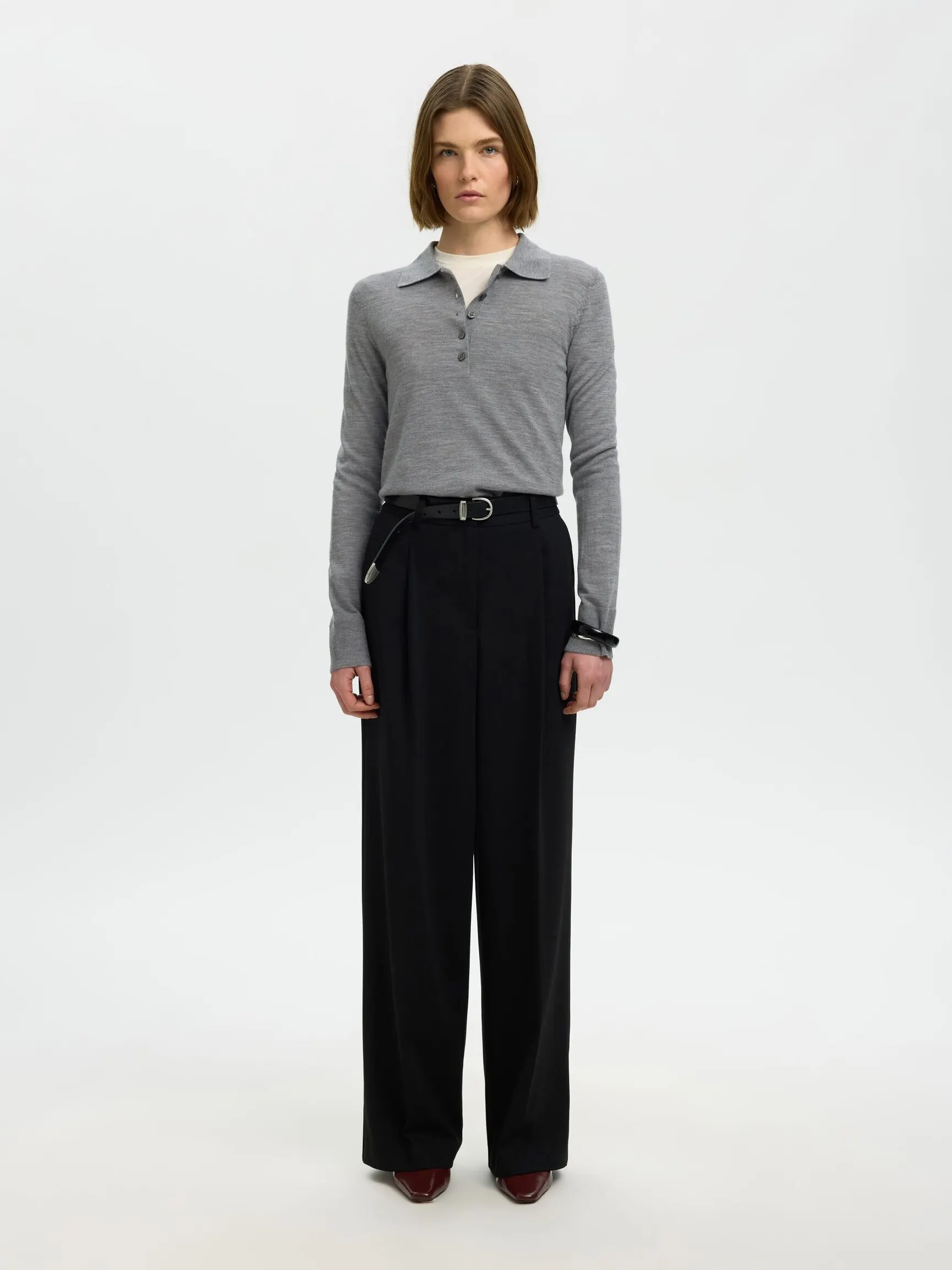 100 % MERINOULL STRIKKET POLOSKJORTE