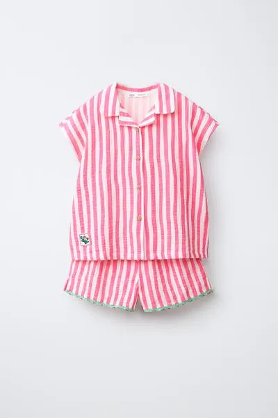 6-14 YEARS/ TEXTURED STRIPED PYJAMAS