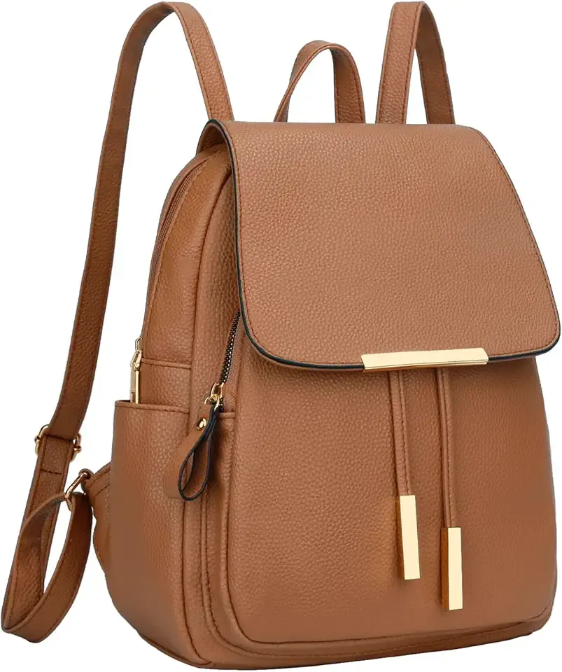 Trendy Leather Backpack Purse for Women and Ladies Shoulder Travel Daypacks Bags (A-Brown)