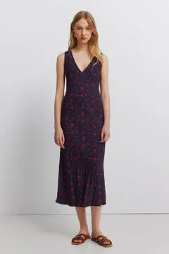 Vestido midi tirantes frutas