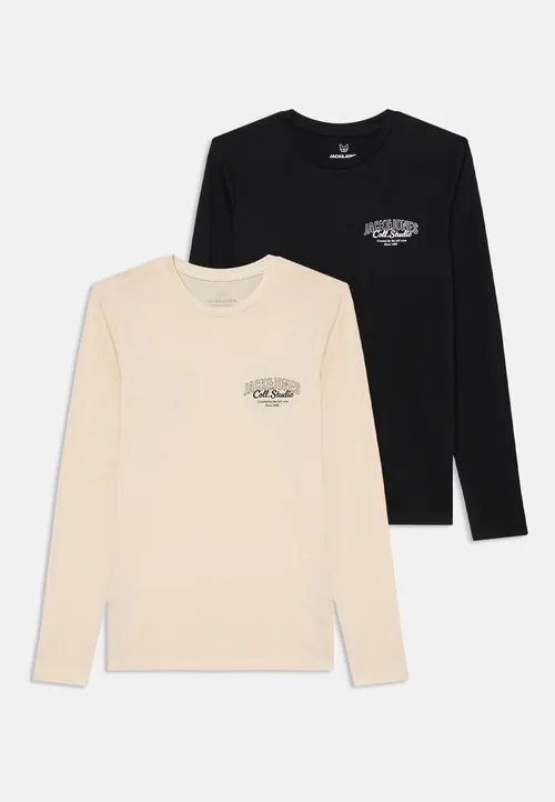 JJMAKOTO TEE LONG SLEEVE CREW NECK 2 PACK JUNIOR - Topper langermet - black pack/antique white