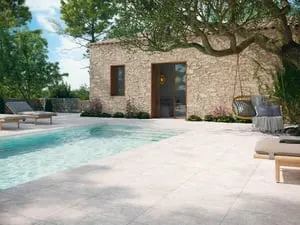 Azulejo piscina loza Aura efecto travertino perla 30x60 cm C3 CERAMICA MAYOR