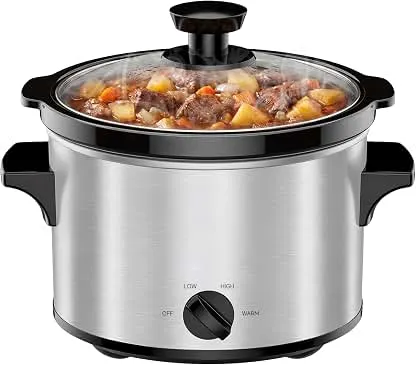 1.5 Qt Small Slow Cooker for 2+ Peoples-Silver | Round,Di…