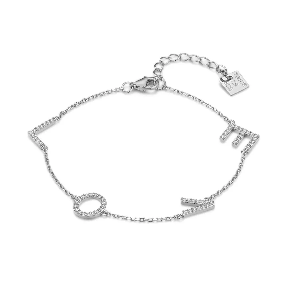 Armband in zilver, tekst LOVE