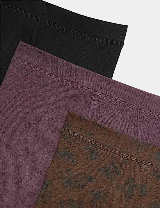 3er-Pack Gemusterte Leggings mit hohem Baumwollanteil (6–16 J.)