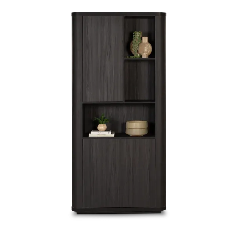 Wandkast Monaco - 100 cm - Zwart - 3 deuren, 3 vakken