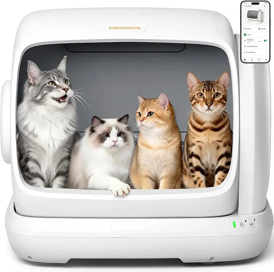 Meowant Self-Cleaning Cat Litter Box, 106L Large Capacity for Multiple Cats | Anti-Pinch Automatic Cat Litter Box,Low Entrance,Safety Sensor Protection,APP Control,Health Monitor,Odor Free,Ultra Quiet