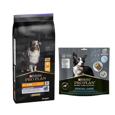 PURINA PRO PLAN 12 / 14 kg + friandises Dental Care 345 g ou 426 g offertes !