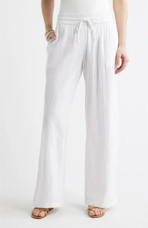 Caslon® Wide Leg Gauze Pants