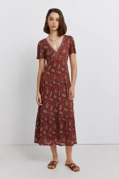 Vestido midi estampado cenefas