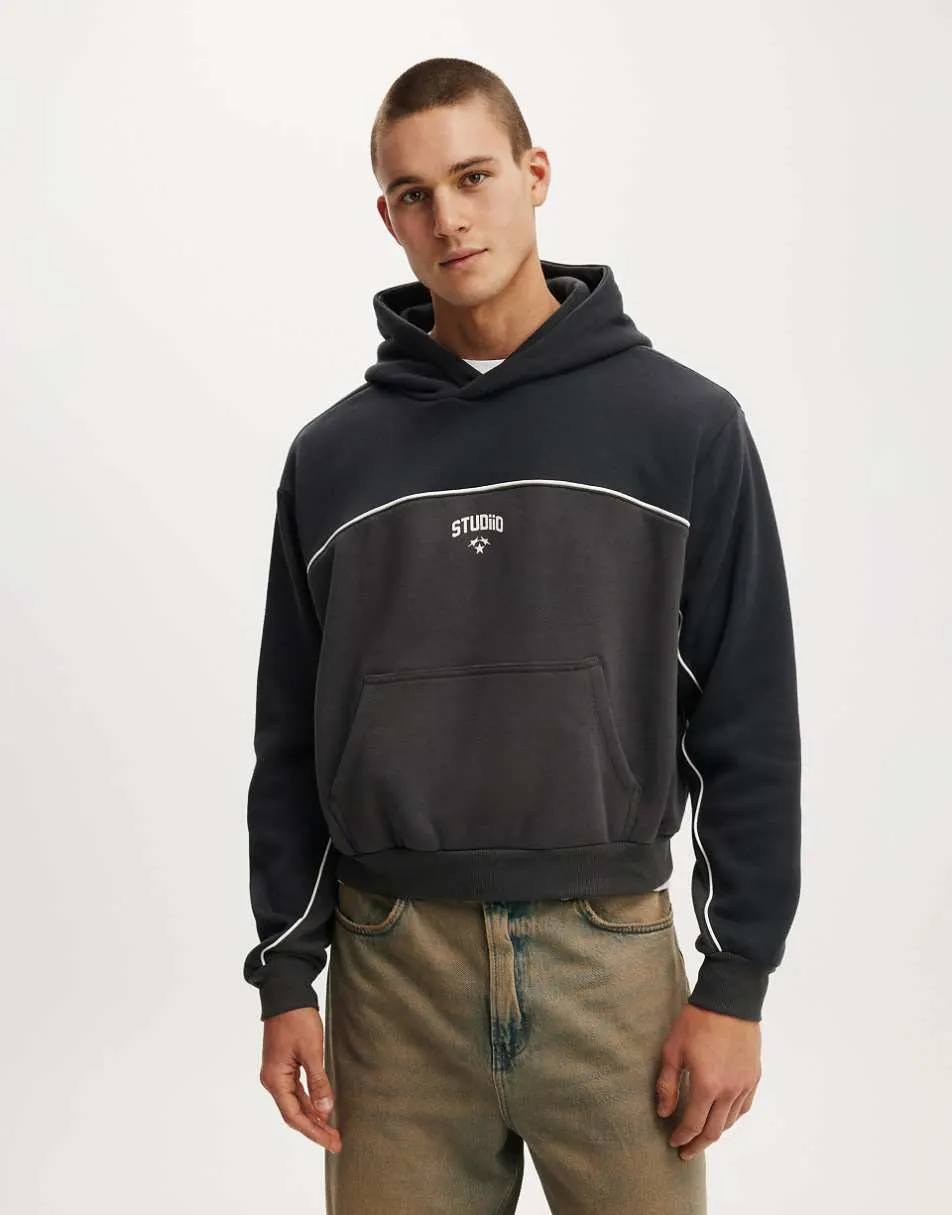 Cotton On Cropped fit graphic hoodie in black