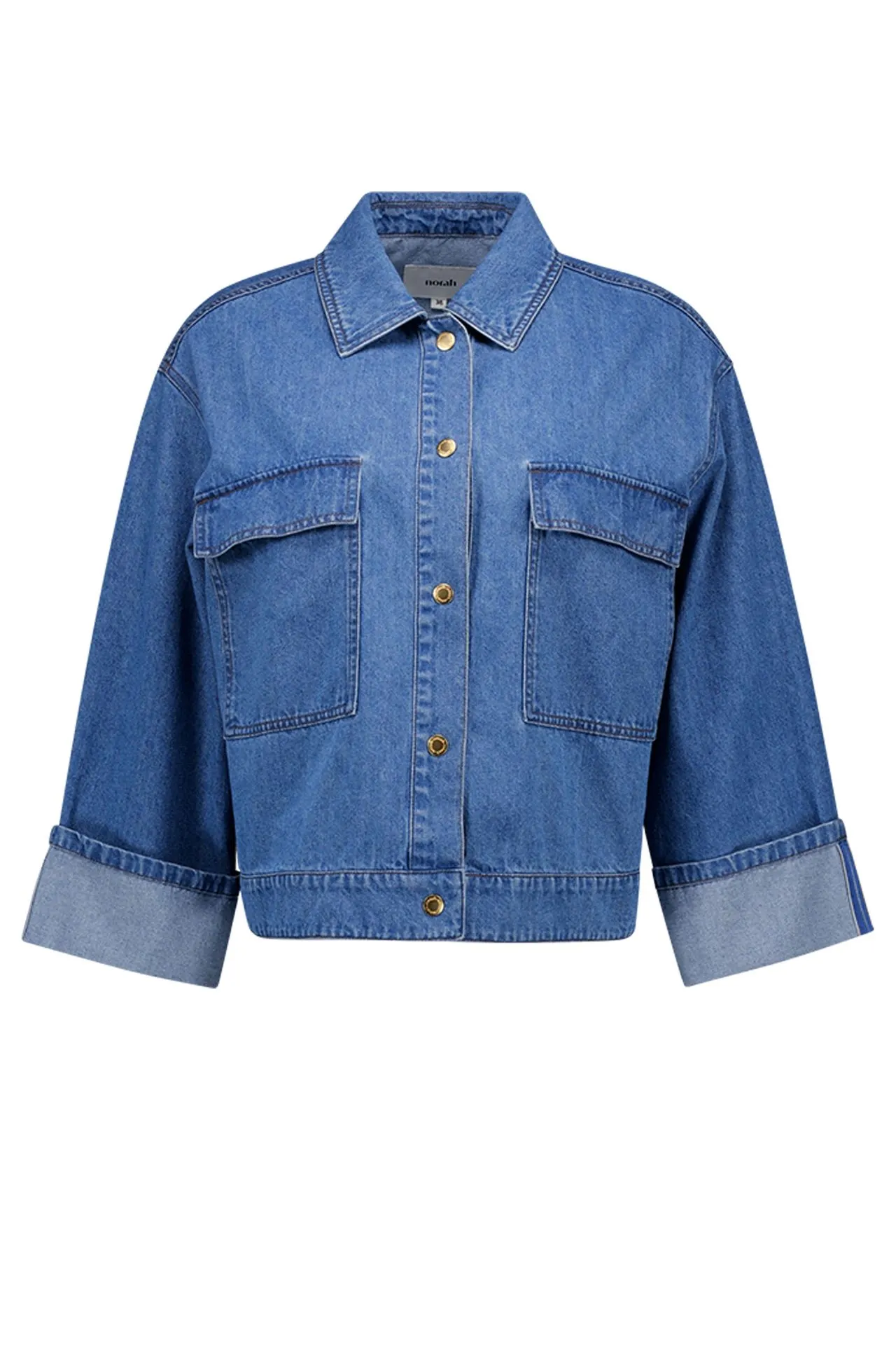 Blauw denim jasje met klassieke kraag
