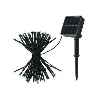 22.6-ft Solar Green/Black Outdoor String Light with 50 White -Light LED Mini Bulbs