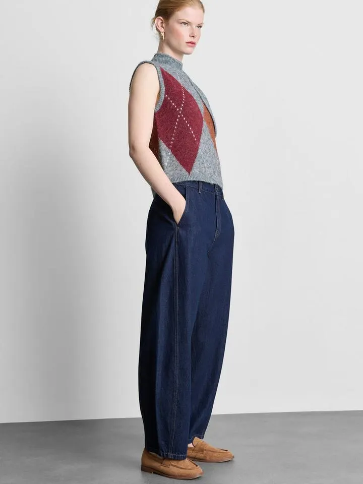 Jean barrel en denim de coton The Edit