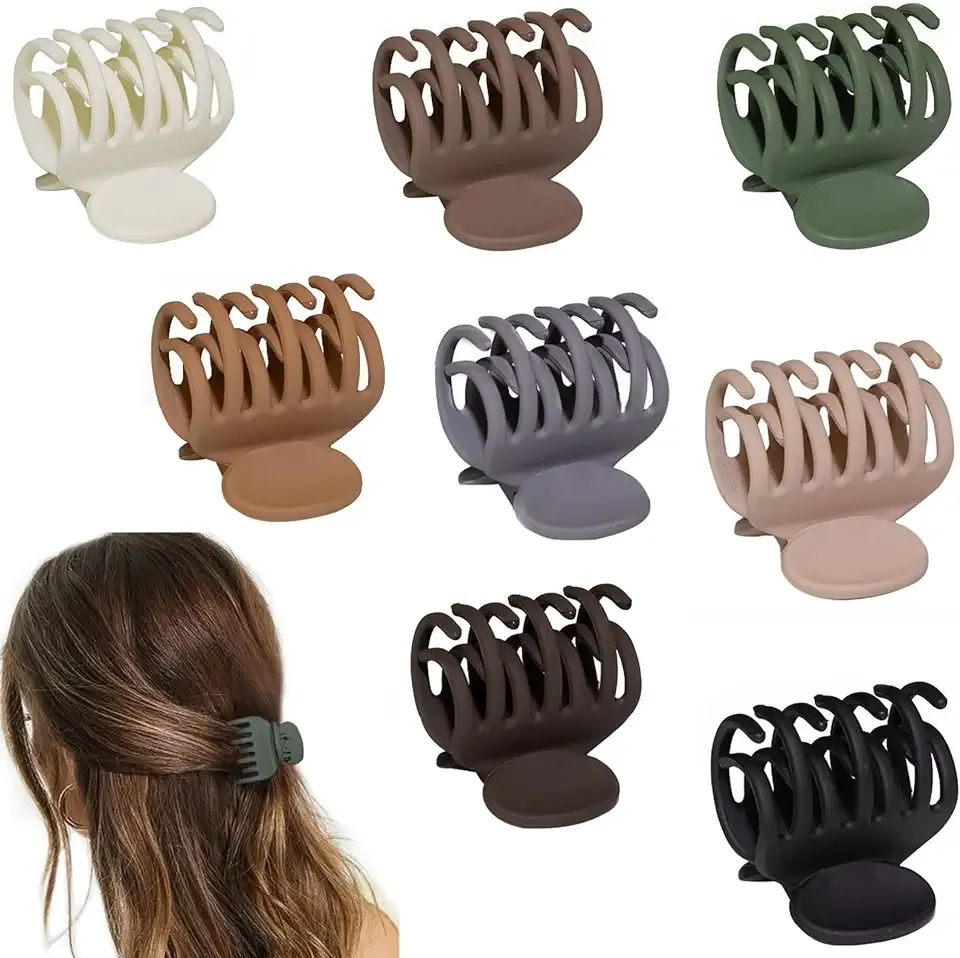 1.6" Matte Small Double Row Teeth Hair Clips for Women Hair Claw Clips | Nonslip Strong Hold Jaw Clamps for Thin, Fine & Thick Hair