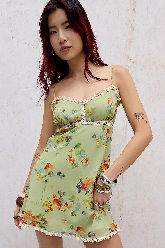 Mini Abito Kimchi Blue Anya in Chiffon con Stampa Floreale