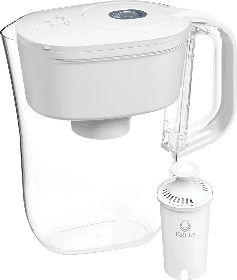 Brita Small 6 Cup Denali Water Filter Pitcher with 1 Brita Standard Filter, Made Without BPA, Bright White