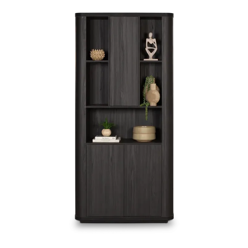 Wandkast Monaco - 100 cm - Zwart - 3 deuren, 5 vakken