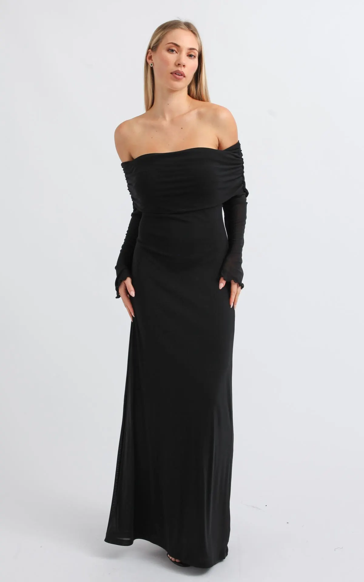 Mesh Off Shoulder Maxi