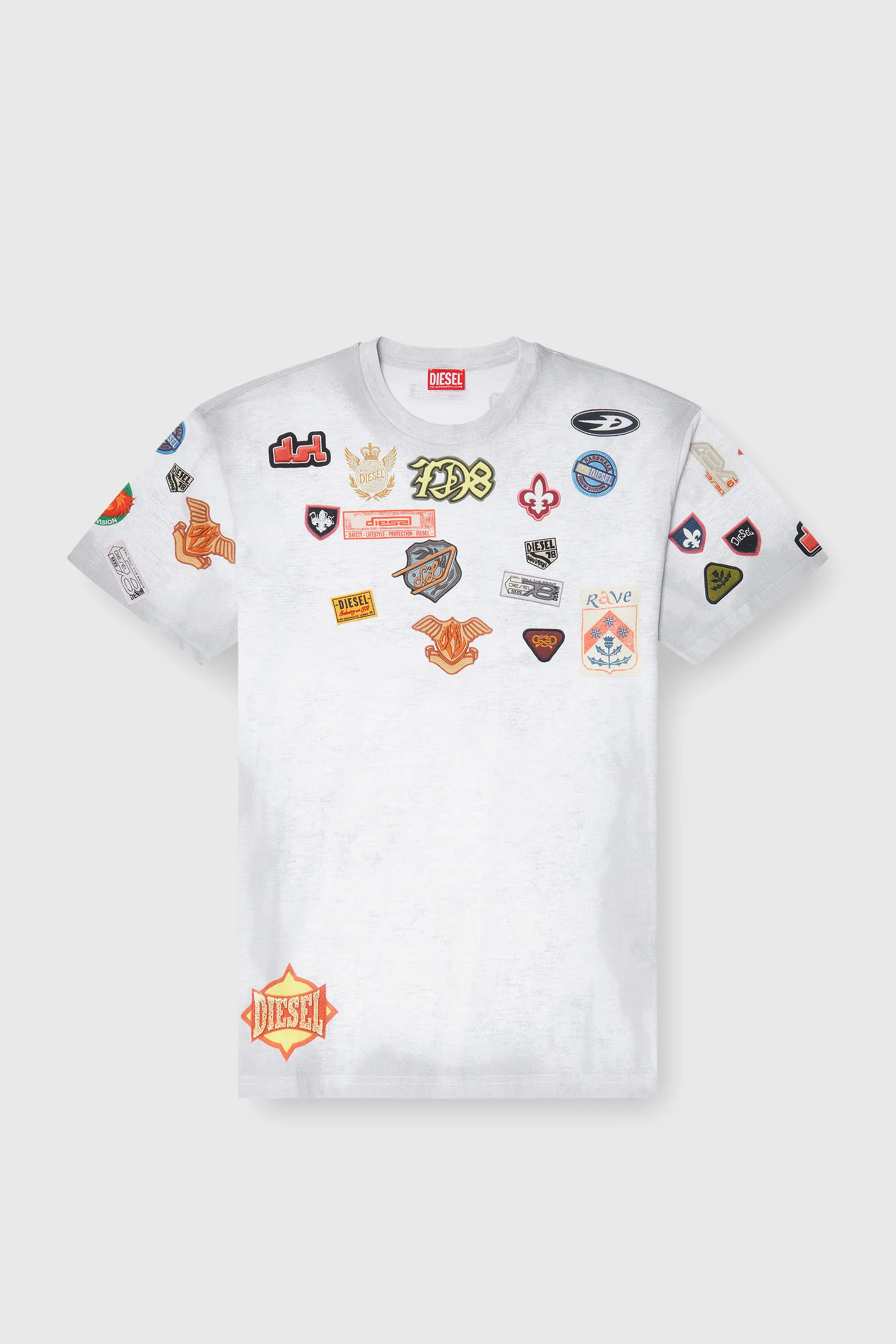 Cotton T-shirt with all-over patches print