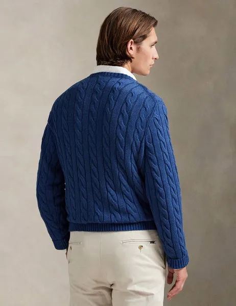 Cable-Knit Cotton Jumper Rustic Heather Navy