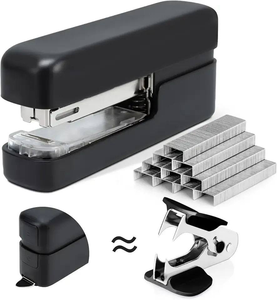 deli Stapler, Desktop Staplers with Integrated Staple Remover, 45 Sheet Capacity Office Stapler, Black