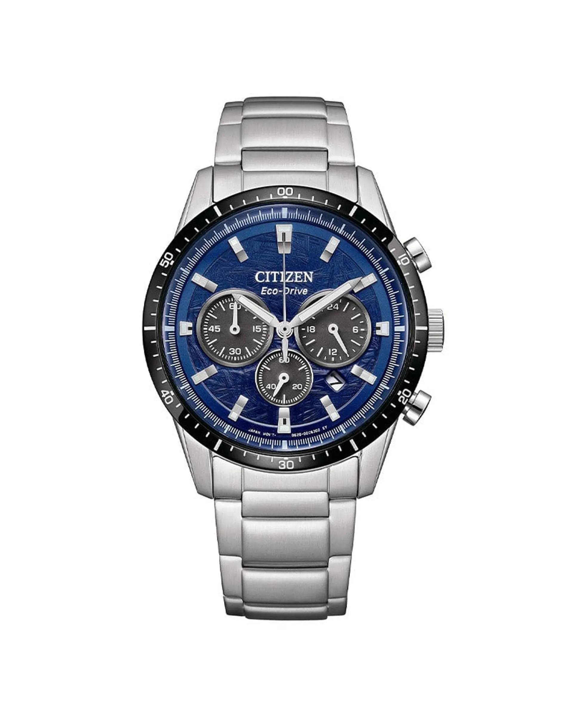 Eco-Drive Chrono herreklokke i stål med blå skive (40mm)